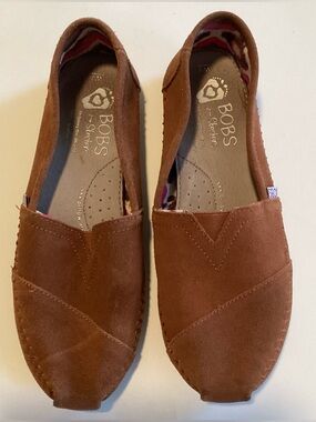 BOBS by Skechers Women's Shoes Size 9 Brown Suede Leather Flats 34967